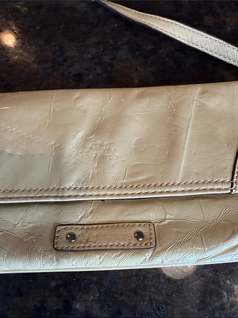 Vintage Yellow Cream Patent Shoulder Bag - Women's Elegant Handbag